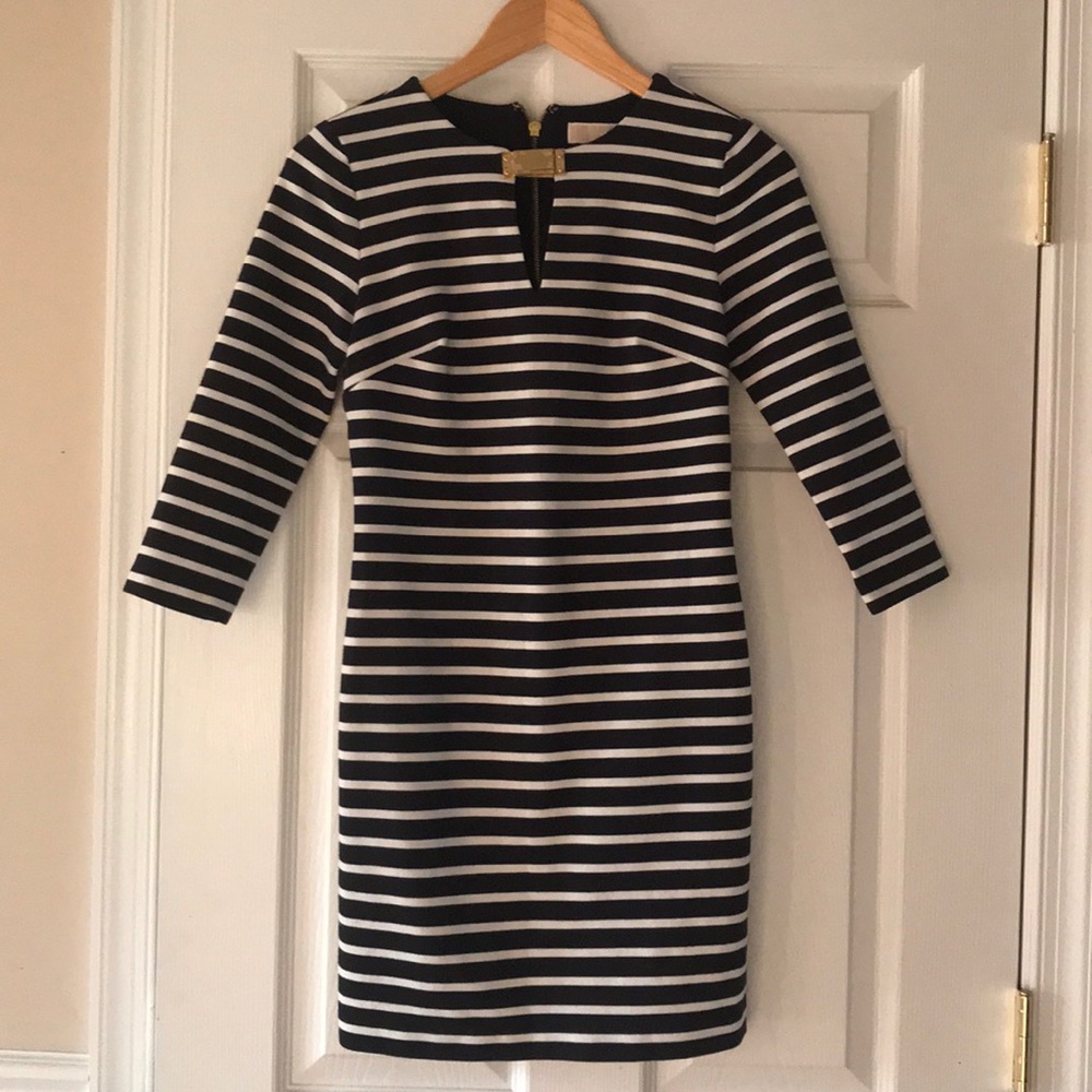 Michael Kors Navy & White Striped Dress
